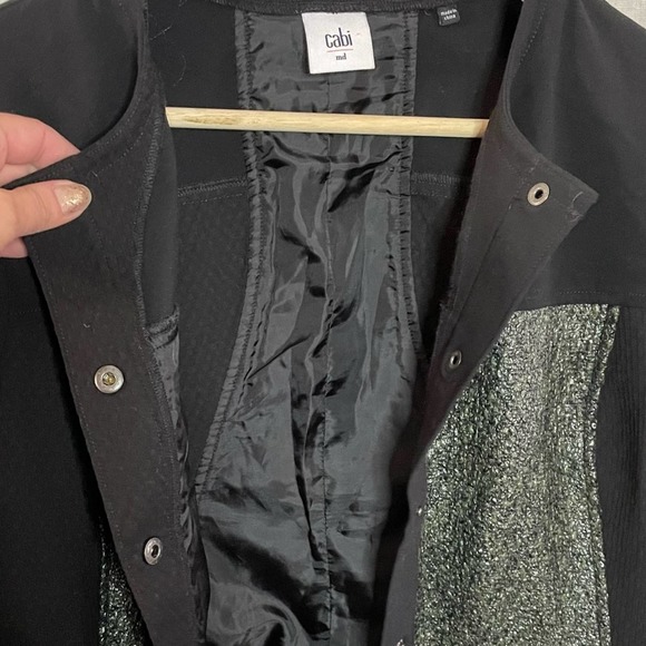 CAbi Cropped Media Jacket Black with Army Green Panels Style # 3036 Size Medium - Picture 13 of 16